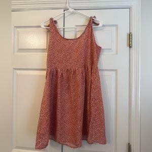 Women's Sleeveless Scoop Neck Sundress Print A-line Swing Dress Brick Red